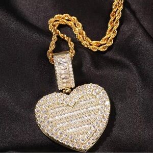 Heart locket rope chain necklace